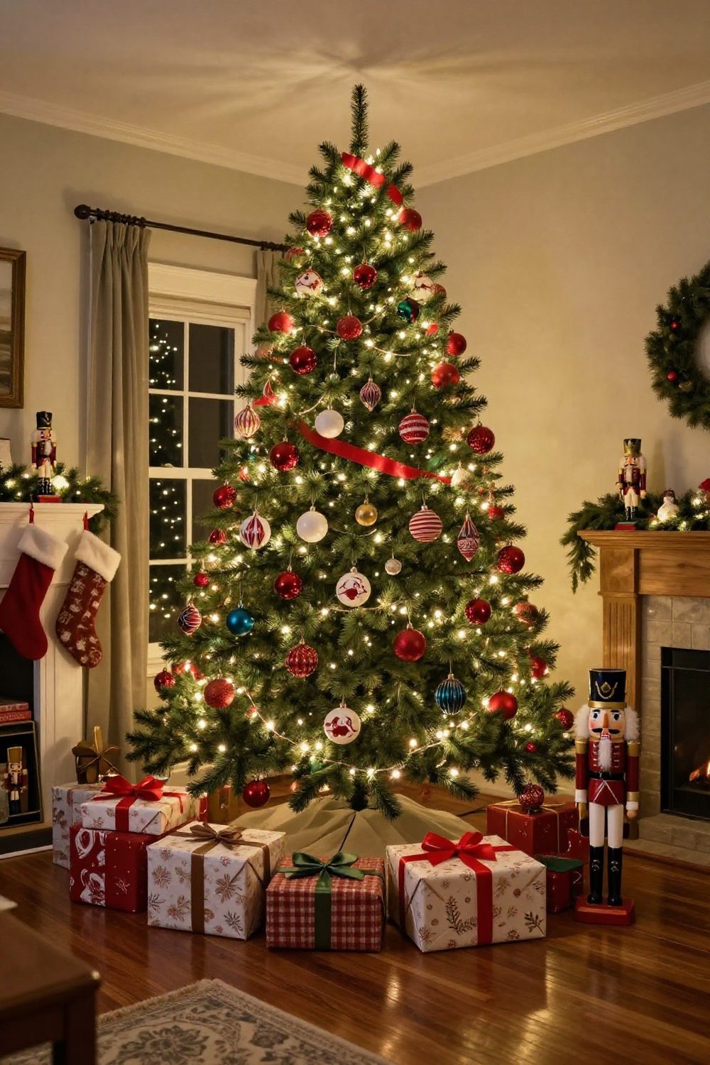 Family Christmas tree with handmade and heirloom ornaments collected over years