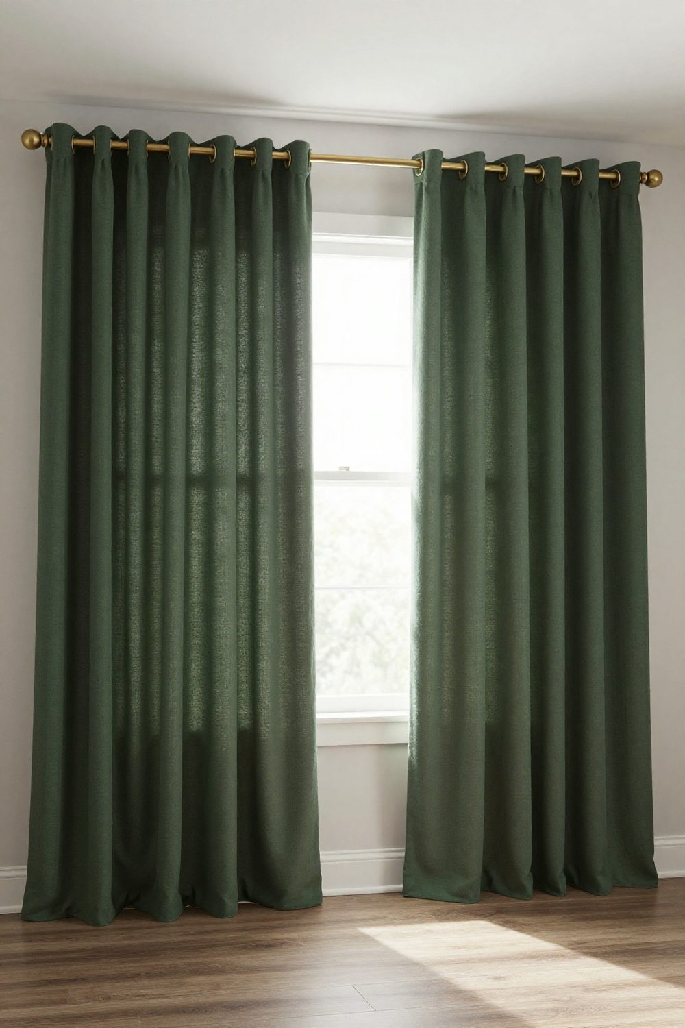 Small living room with floor-to-ceiling curtains hung high and wide