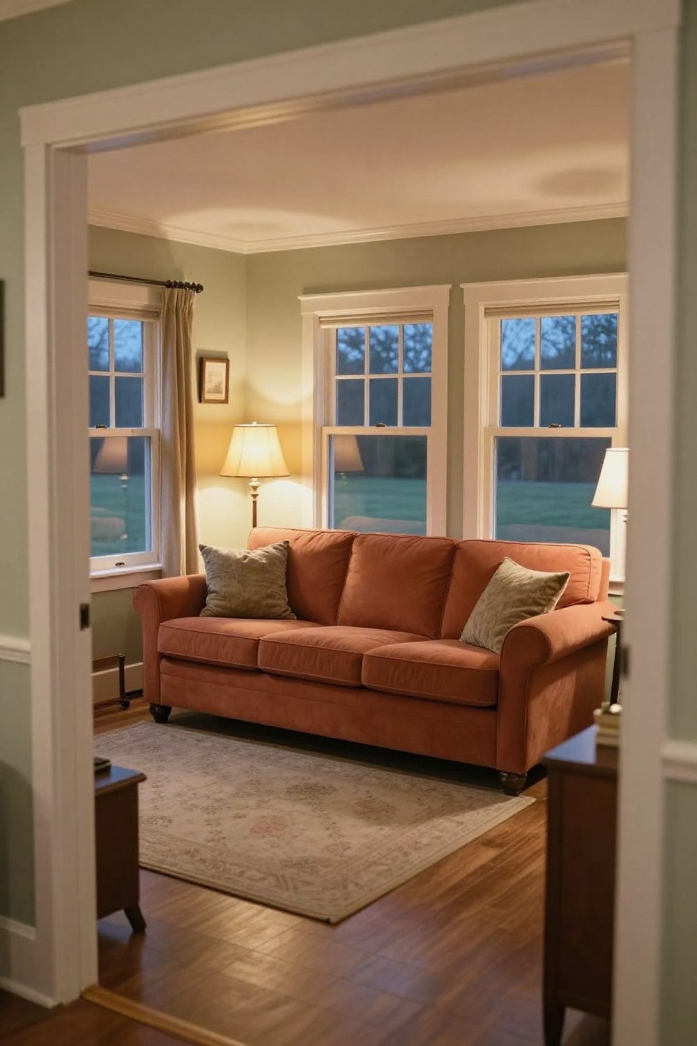 Small living room with a sleeper sofa ready for guests